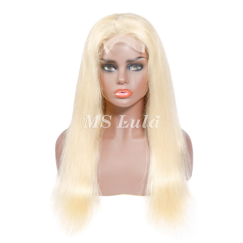 #613 Blonde Silky Straight Human Hair 4x4 5x5 Lace Closure Wig - 图片 6